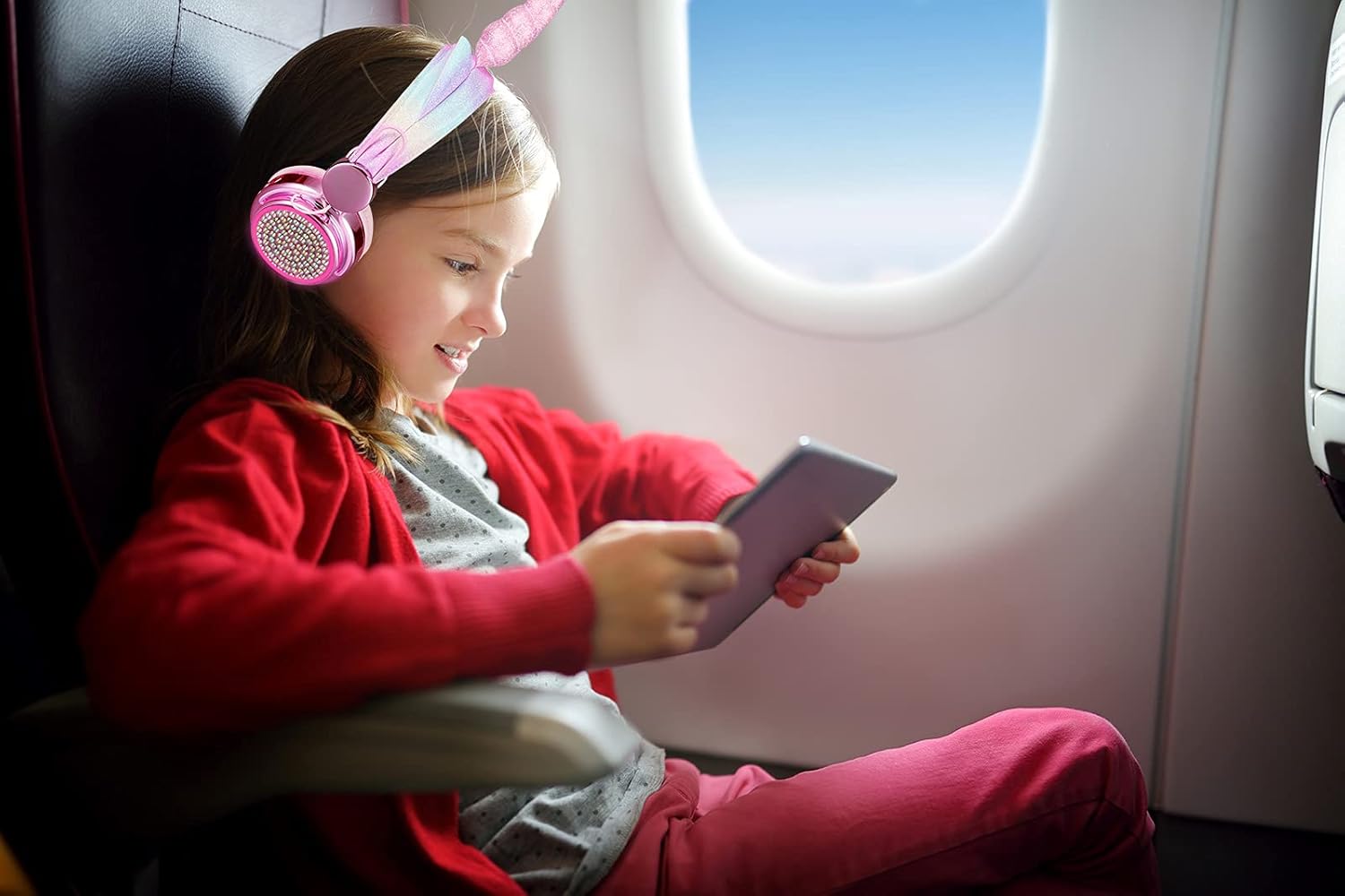 Kids Headphones Bluetooth Wireless, Unicorn LED Lights up Girls Headsets with Microphone, 10 Hours 5.0 Bluetooth Headphones for Girls, Kids, Flashing with Music Rhythm (Rainbow)