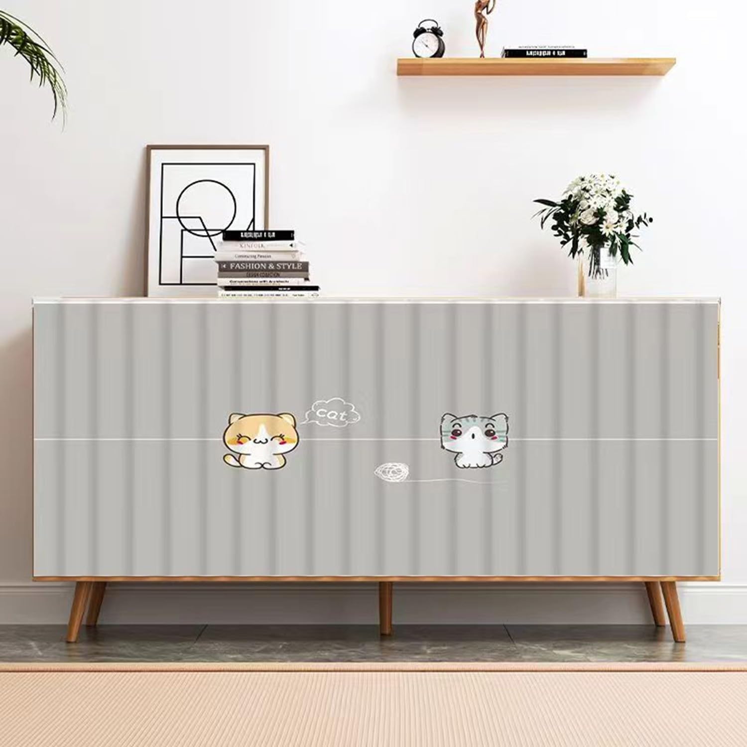 BLUEZY Kitchen Curtain under the Sink, Kitchen Curtain, Curtain Dustproof for Storage Cabinets, Privacy Protected, Dustproof for Shoe Cabinets, Cabinets, Bookcase, Shelf A25,W130*H70cm