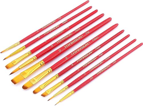 Miniatura 9 de Transon Juego de 20 pinceles de pintura para acuarela acrílica, gouache, afición, manualidades, cara, pintura de roca, negro y rosa