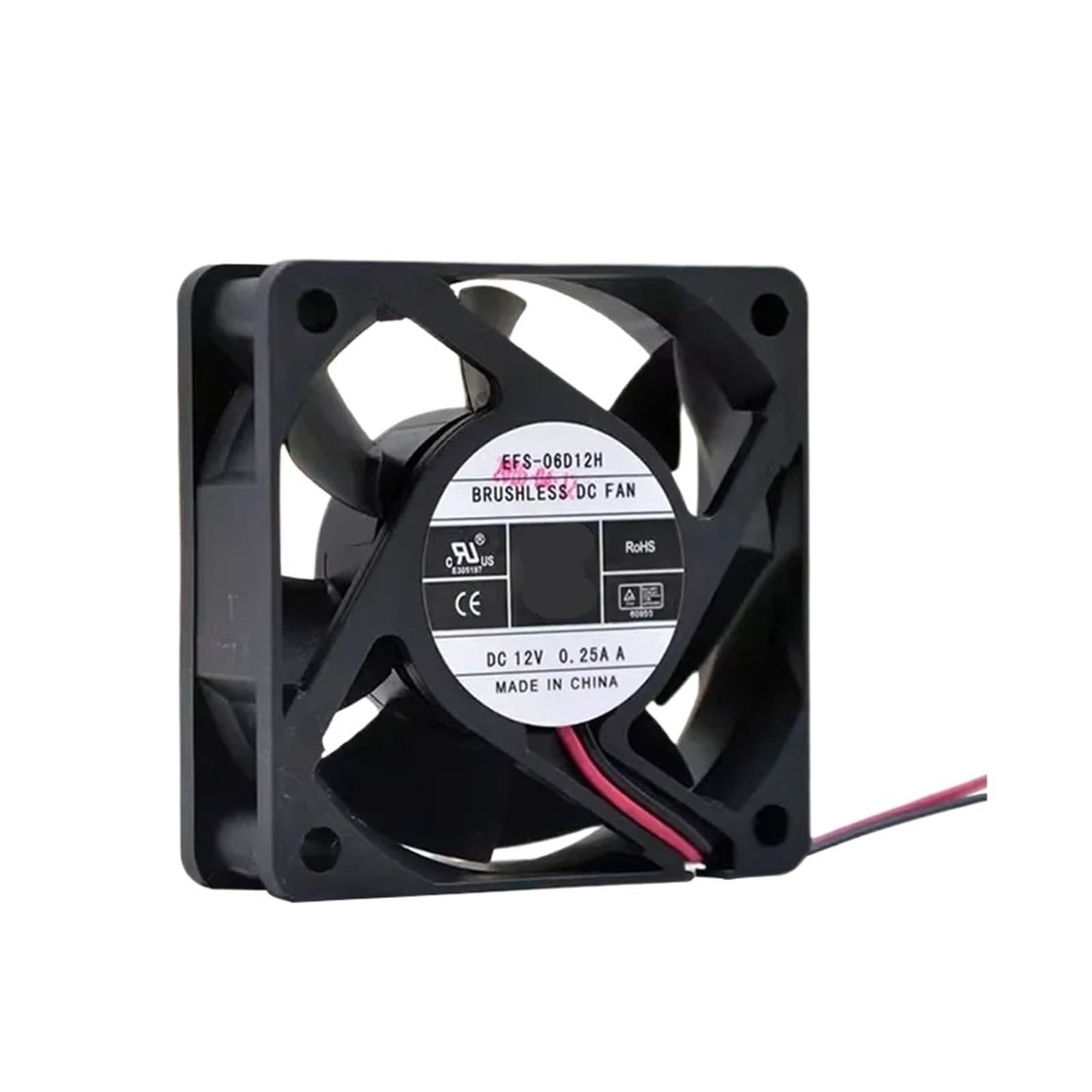 Vdoqtljt One Color Efs-06D12h 60X60x25mm Dc 12V 0.25A Dual Ball Bearing Industrial Cooling Fan