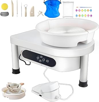 350w Portable Electric Pottery Wheel,Foot Pedal Detachable Basin,Electric Pottery Wheel for Adults,for Ceramics Clay Art Craft DualControl