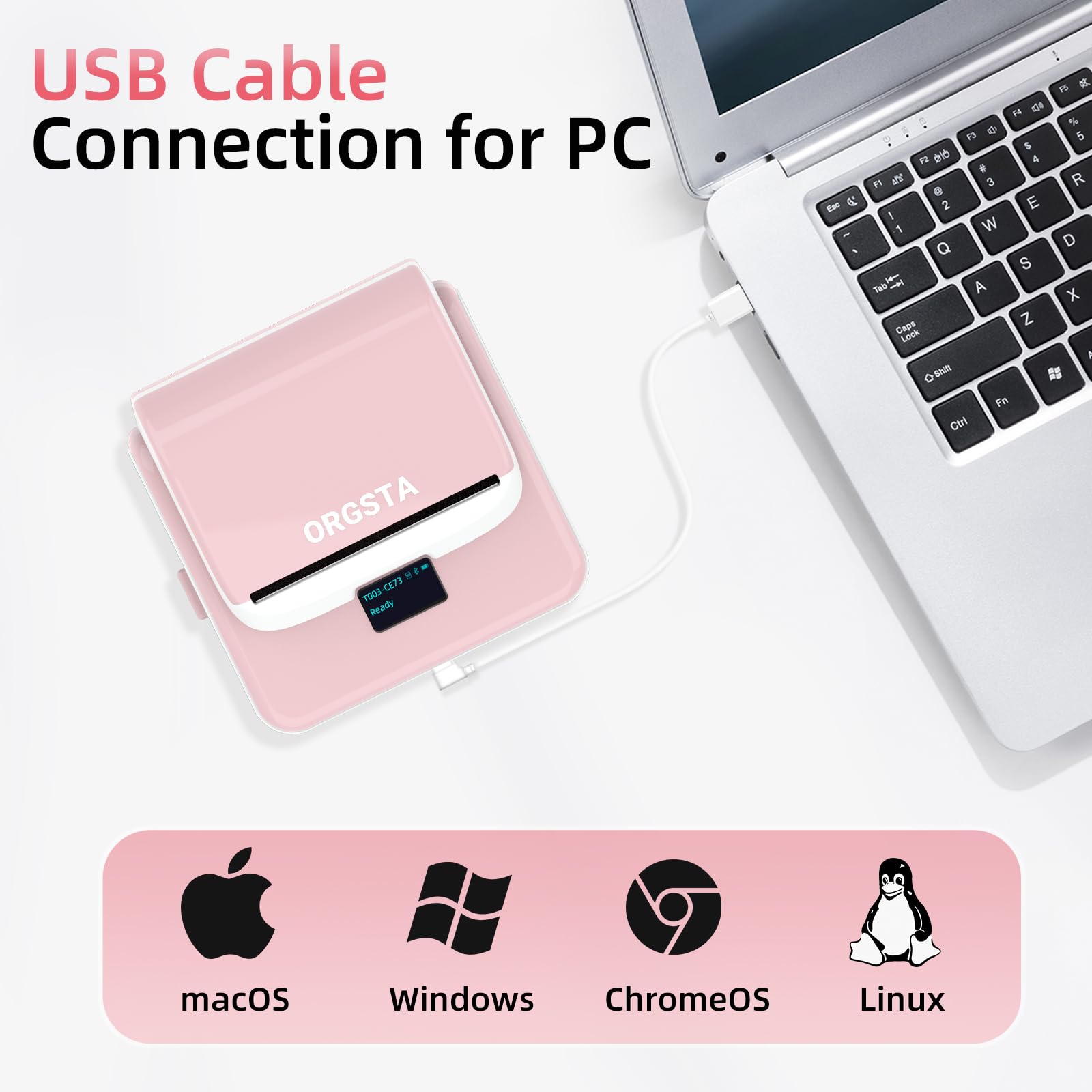 ORGSTA T003 stampante etichettatrice etichette termica adesive bluetooth & USB 2200 mAh 50mm/s portatile per negozio personalizzate prezzatrice barattoli