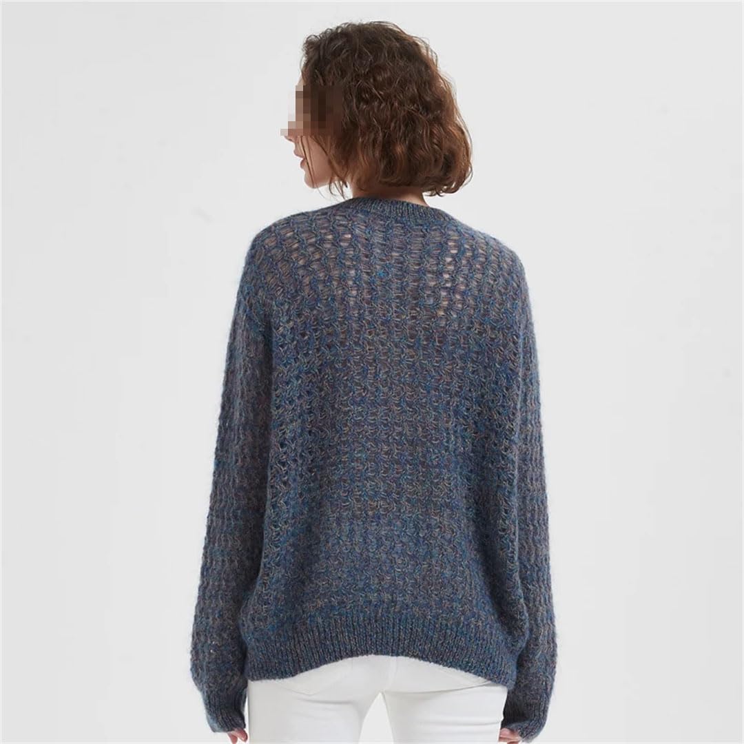 Jersey De Invierno para Mujer, Suéter con Cuello Redondo, Jersey De Punto De Lana De Manga Larga, Tops Sueltos