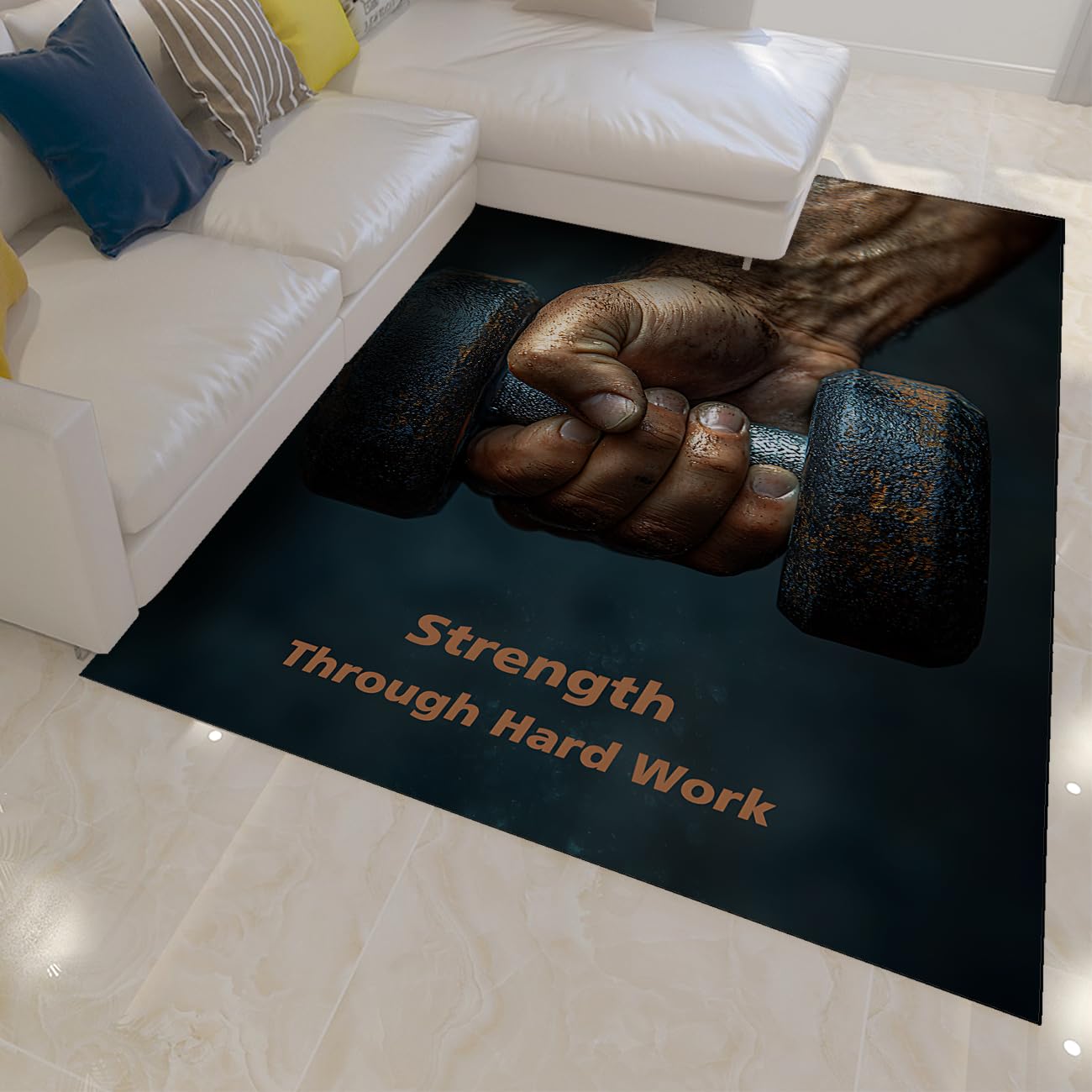 Przemysłowe dywaniki w stylu siłowni hantle ręcznie nadruk cienki dywan do salonu sypialni biura przestrzeni fitness obszary o dużym natężeniu ruchu 120 x 200 cm