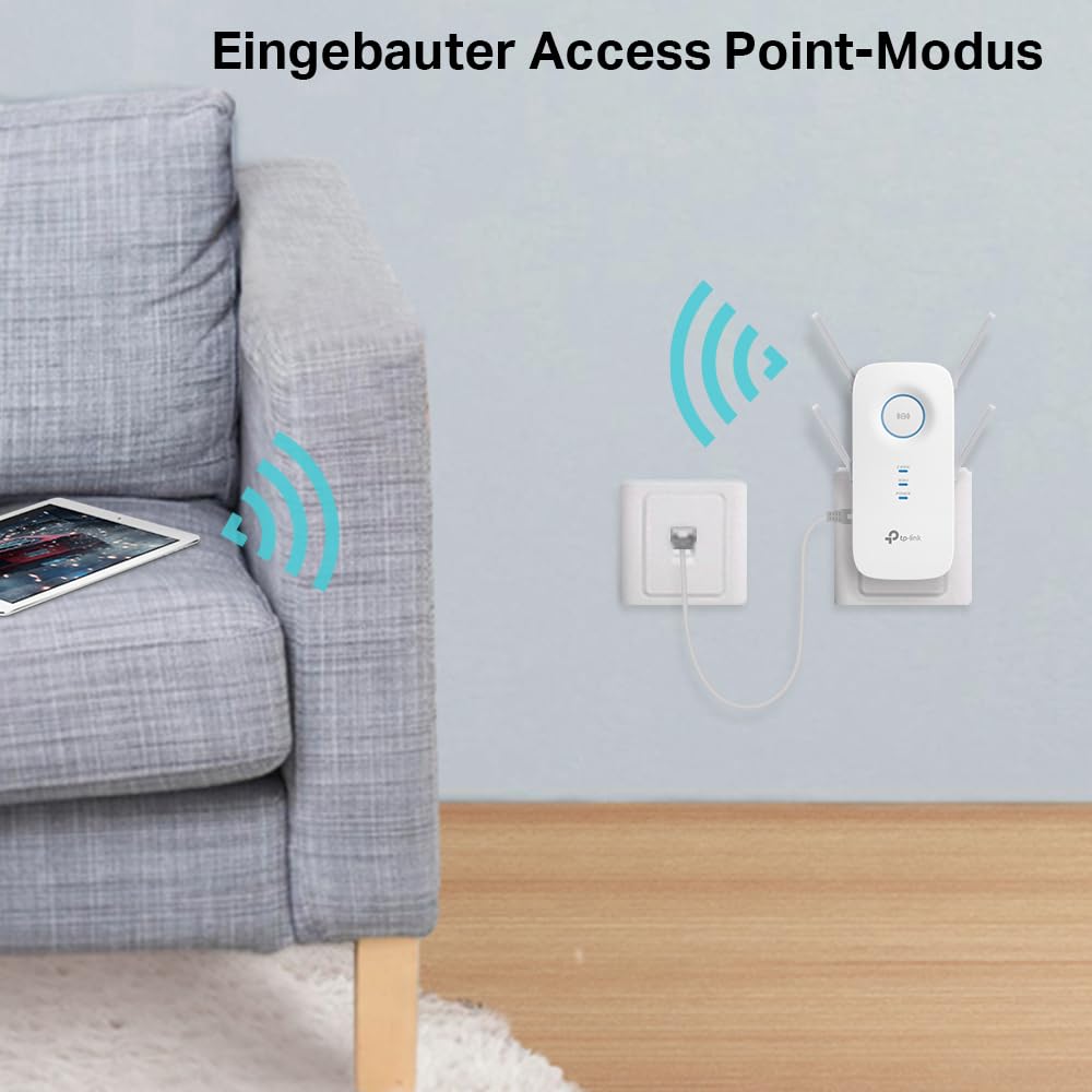 TP-Link RE655 WLAN Verstärker Repeater AC2600, Dual-Band AC + N, 1733 Mbit/s 5GHz + 800Mbit/s 2,4GHz, Gigabit-LAN-Port, 4*4-MU-MIMO, App Steuerung, maximale Abdeckung (Generalüberholt)