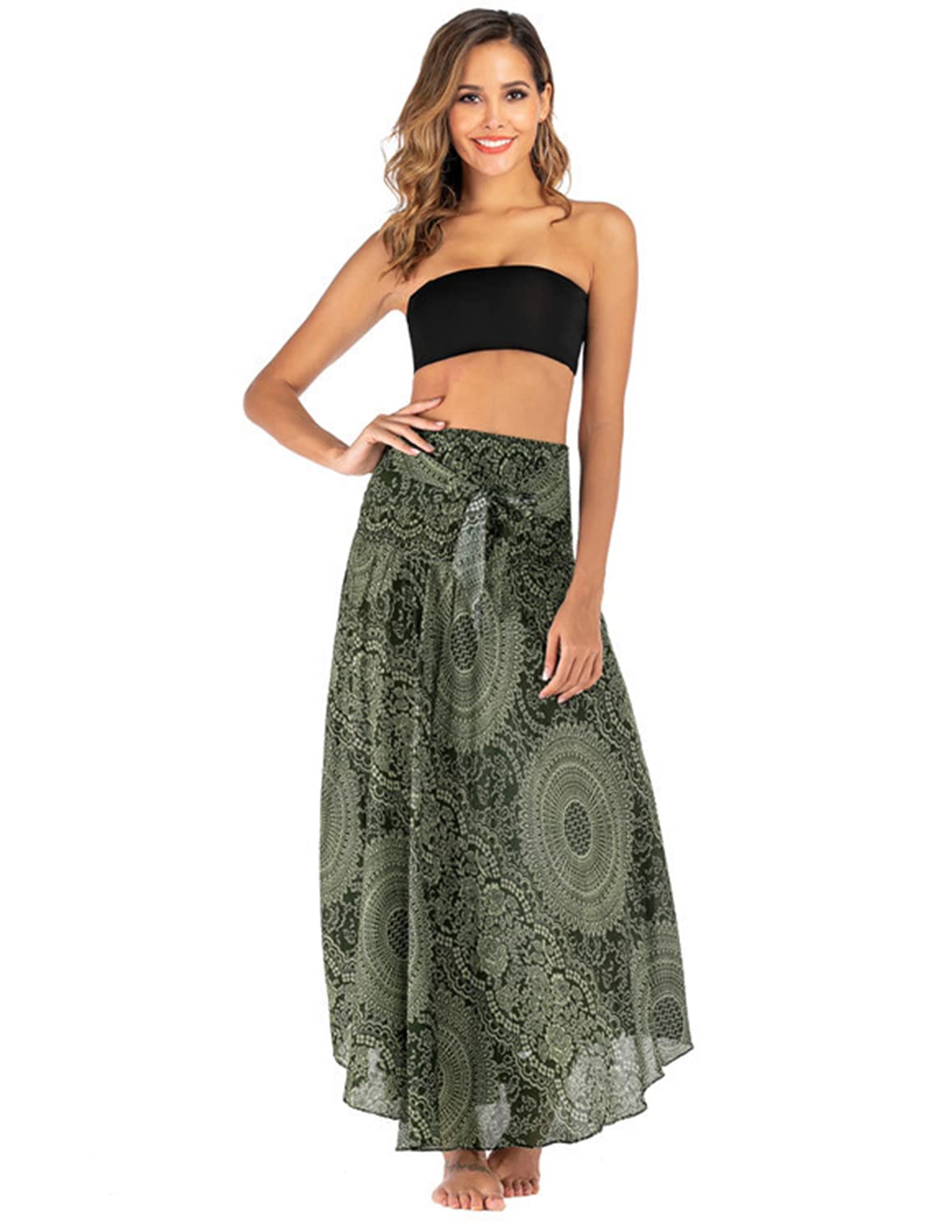 Damen Strandkleid Shirred Casual Ärmellos Boho Rock