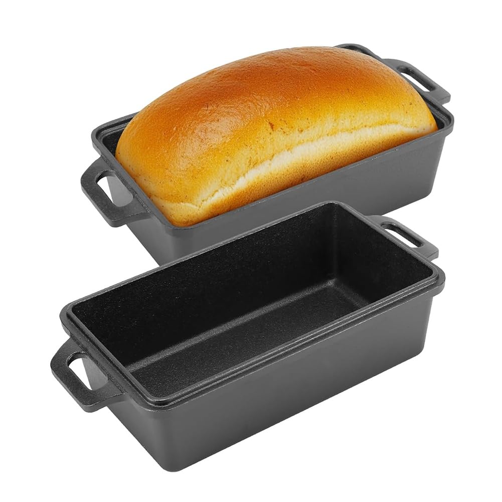 Hndhbfgrt Loaf Pan with Lid in Cast Iron Bread Baking Pan Even Heat Distribution for Homemade Breads, Cakes and Meatloaf