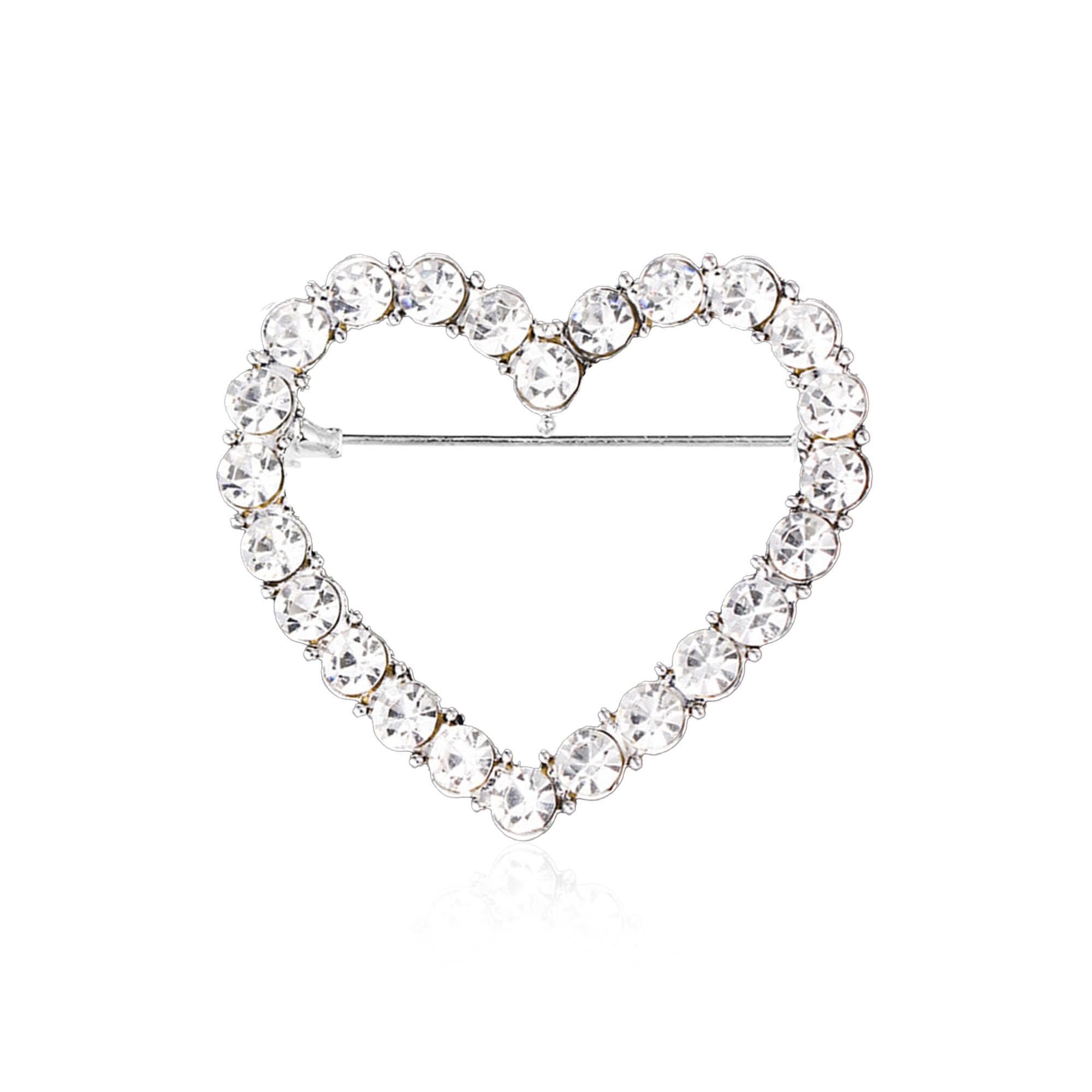 Love Heart Pearl Hollow Out Brooch for Women Elegant Crystal Rhinestone Love Heart Brooches Pin Wedding Party Clothes Accessories Valentines Birthday Jewelry Gifts