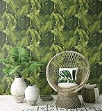 NextWall Tropical Banana Leaves Peel and Stick Wallpaper. (Green)