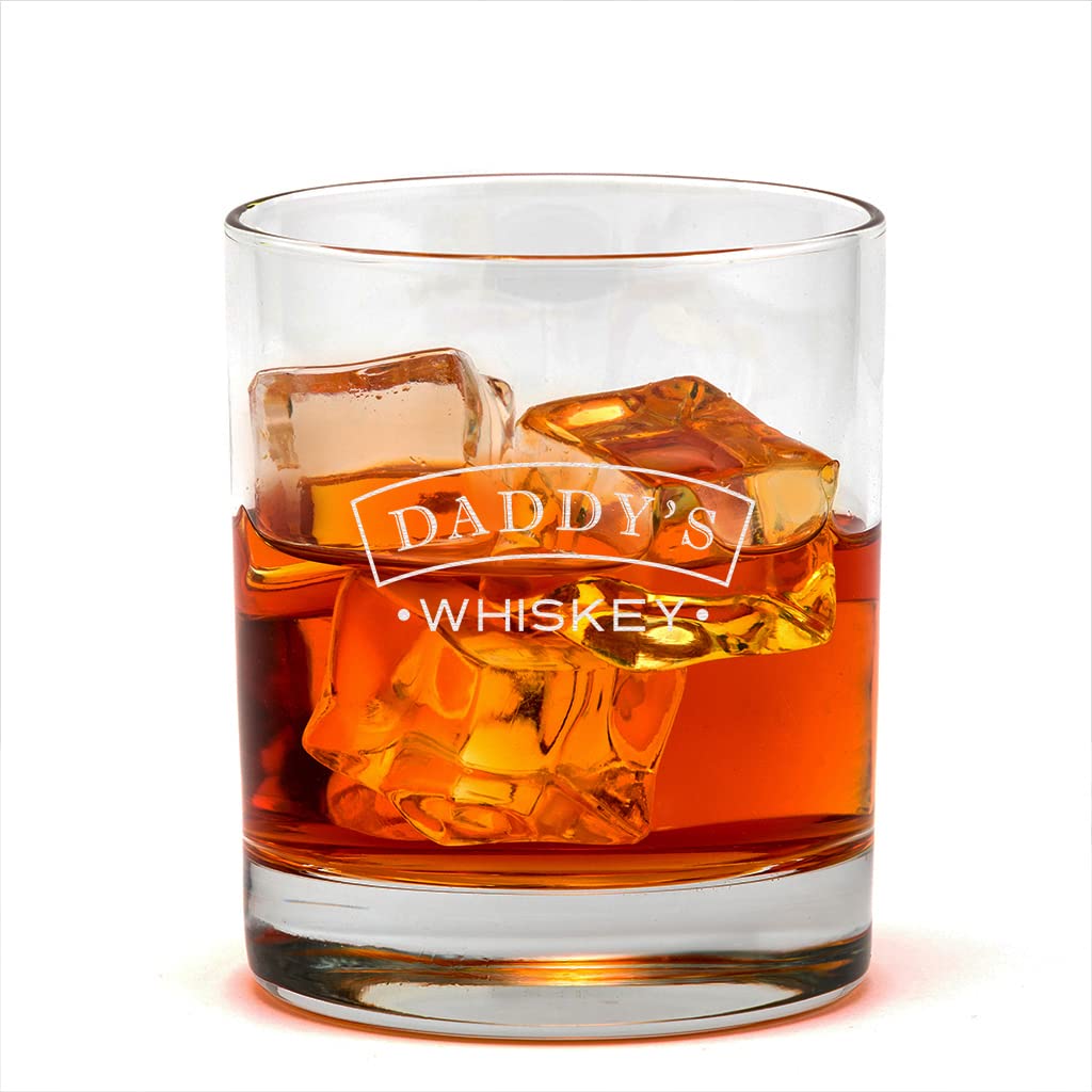 Dust and Things Engraved Daddy Whiskey Glass - Fathers Day or Birthday Gifts for Daddy from Daughter Son - 300ml Whisky Glass