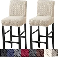 Vista 13 de HFCNMY Fundas para Taburetes de Bar, Paquete de 4 Fundas Elásticas para Taburetes de Bar con Respaldos Fundas de Silla de Taburete de Bar Jacquard
