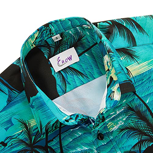 Euow Men's Hawaiian Shirt Short Sleeves Printed Button Down Summer Beach Dress Shirts(Multicolored Bl3,M) #TOP3