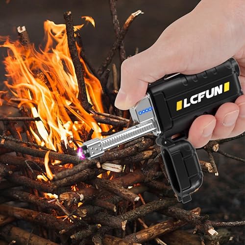 Miniatura 7 de LcFun Encendedor eléctrico recargable USB C, encendedores de plasma impermeables con pantalla LED de batería, encendedores de arco largo resistente