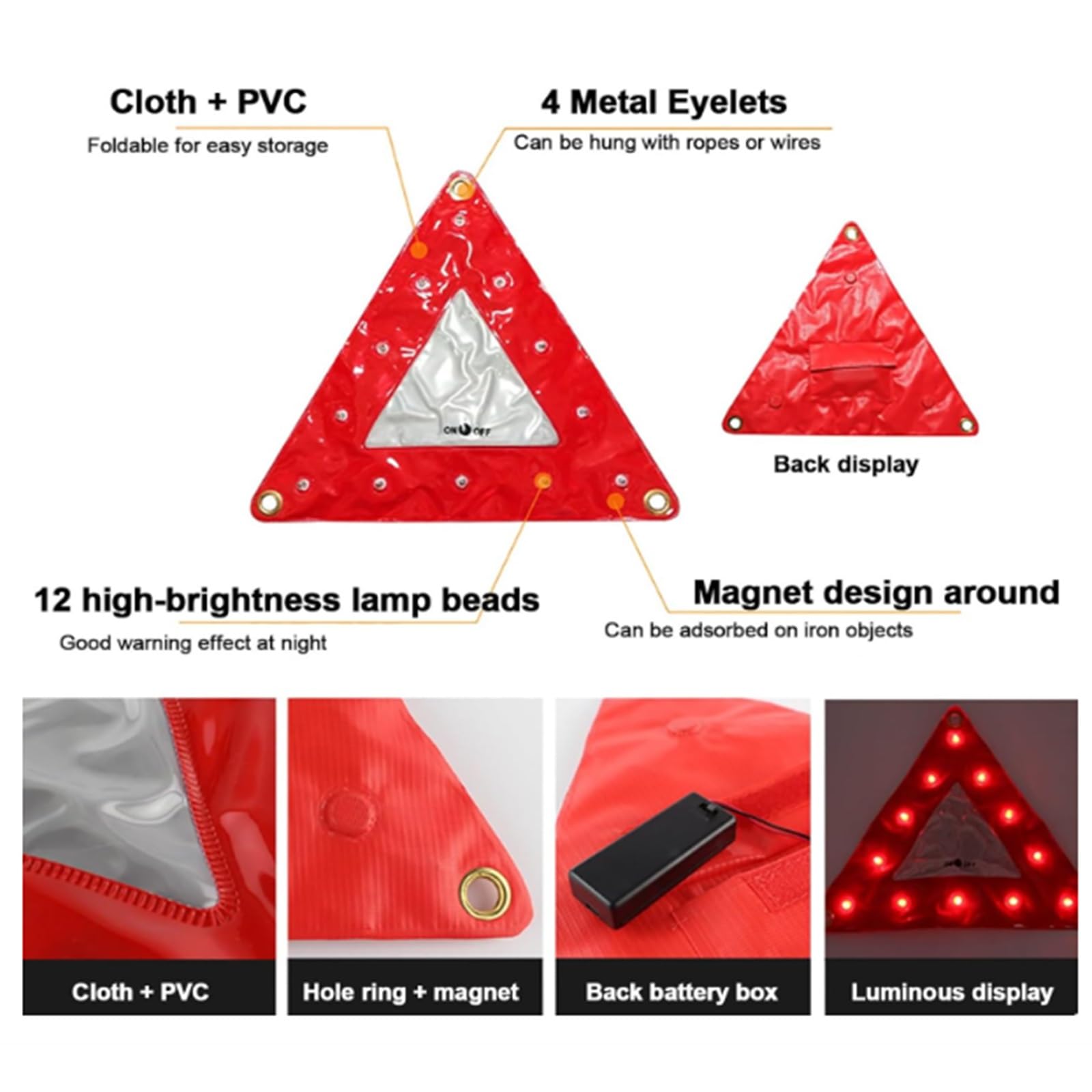 Snapklik.com : LED Guide Sign Warning Light, Collapsible Traffic Guide ...