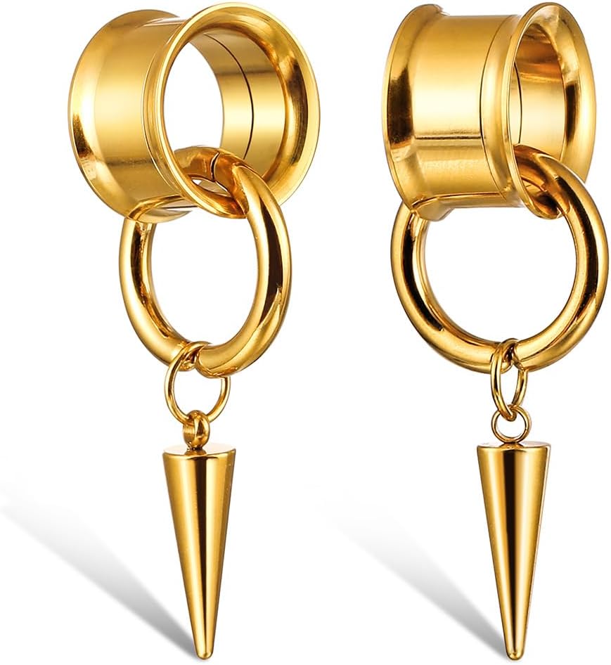2 PCS Ear Gauges Classic Horn with Tip Taper for Stretched Ears Hypoallergenic 316 Stainless Steel Ear cuff Tunels plugs 00G 8mm-16mm(0G-5/8'') Body Piercing Jewelry