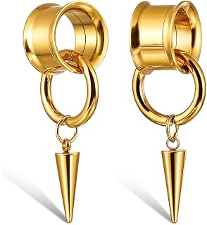 2 PCS Ear Gauges Classic Horn with Tip Taper for Stretched Ears Hypoallergenic 316 Stainless Steel Ear cuff Tunels plugs 00G 8mm-16mm(0G-5/8'') Body Piercing Jewelry