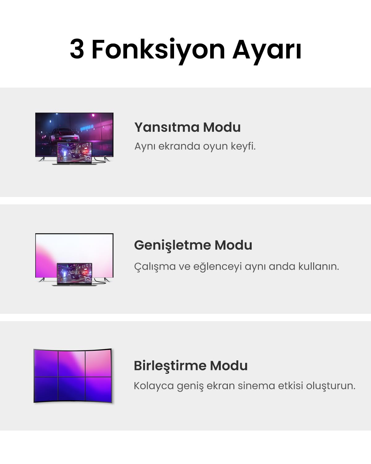 Ugreen 80391 8K 60 Hz Display Port To Display Port 1.4 Örgülü Kablo 1.5 Metre, Siyah