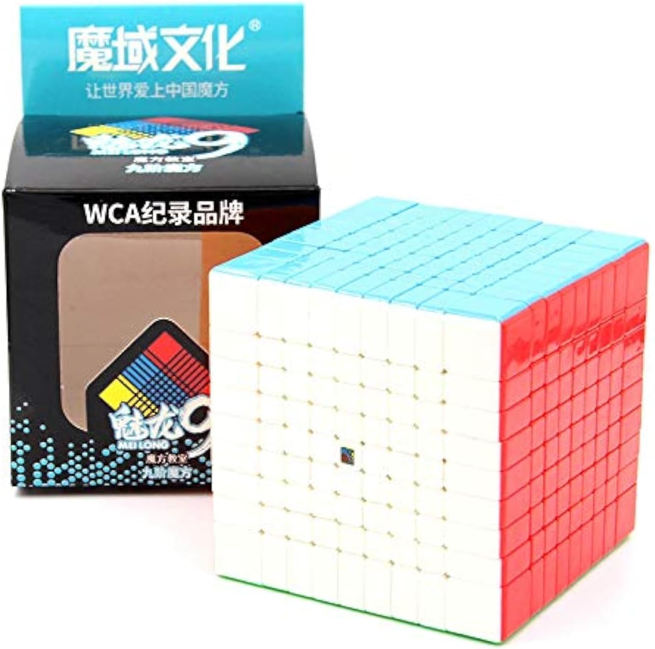 Oostifun FunnyGoo MoYu Cubing Classroom Mofang jiaoshi Meilong 9 9x9 Nine Layers Magic Puzzles Cube MFJS 9x9x9 cube with stand (Multicolour Stickerless)