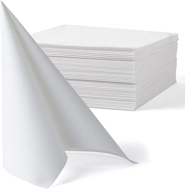 MORGIANA White Napkins, Disposable Linen Feel Napkins, White Serviettes, Airlaid Paper Cloth-Like Napkins Guest Towels for Wedding, Party, Birthday, Dinner Christmas, 40 x 40cm, Pack of 50 (White)