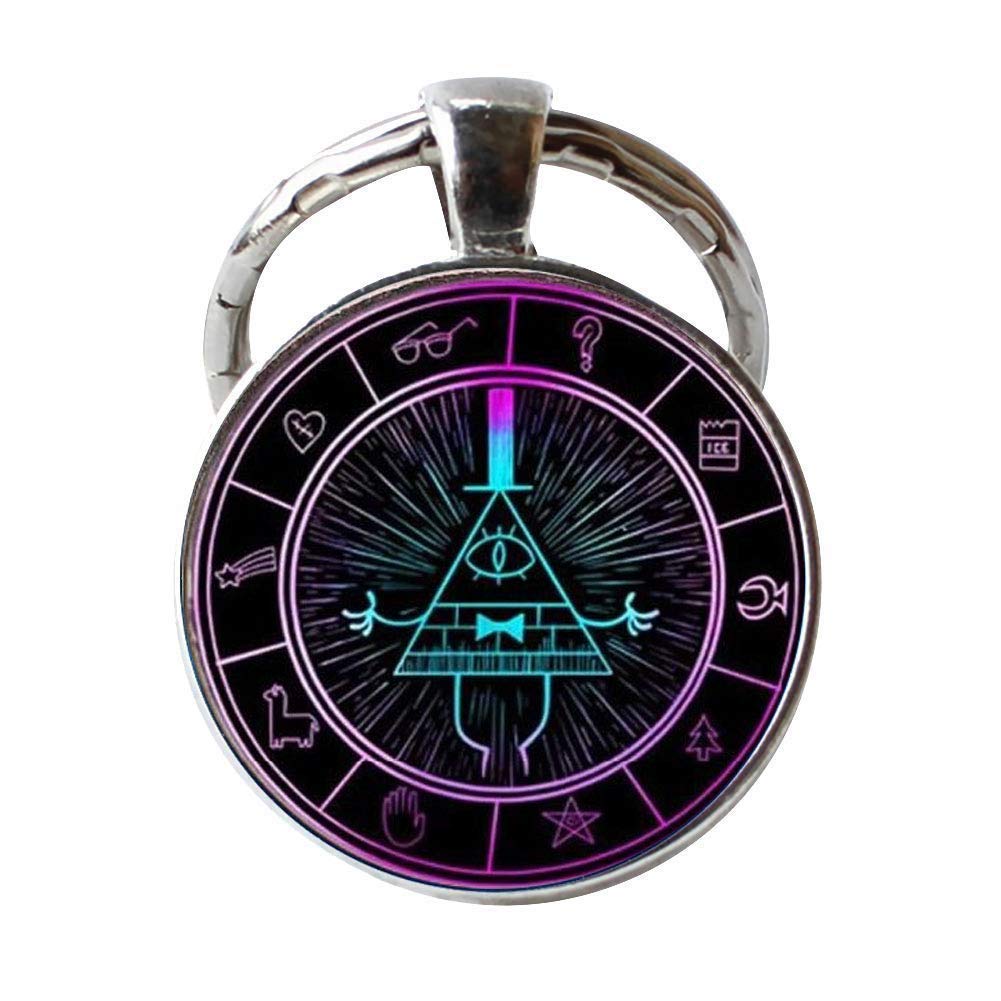 Gaoxiang Silver Steampunk Drama Gravity Falls Mysteries Bill Cipher Wheel Keychain