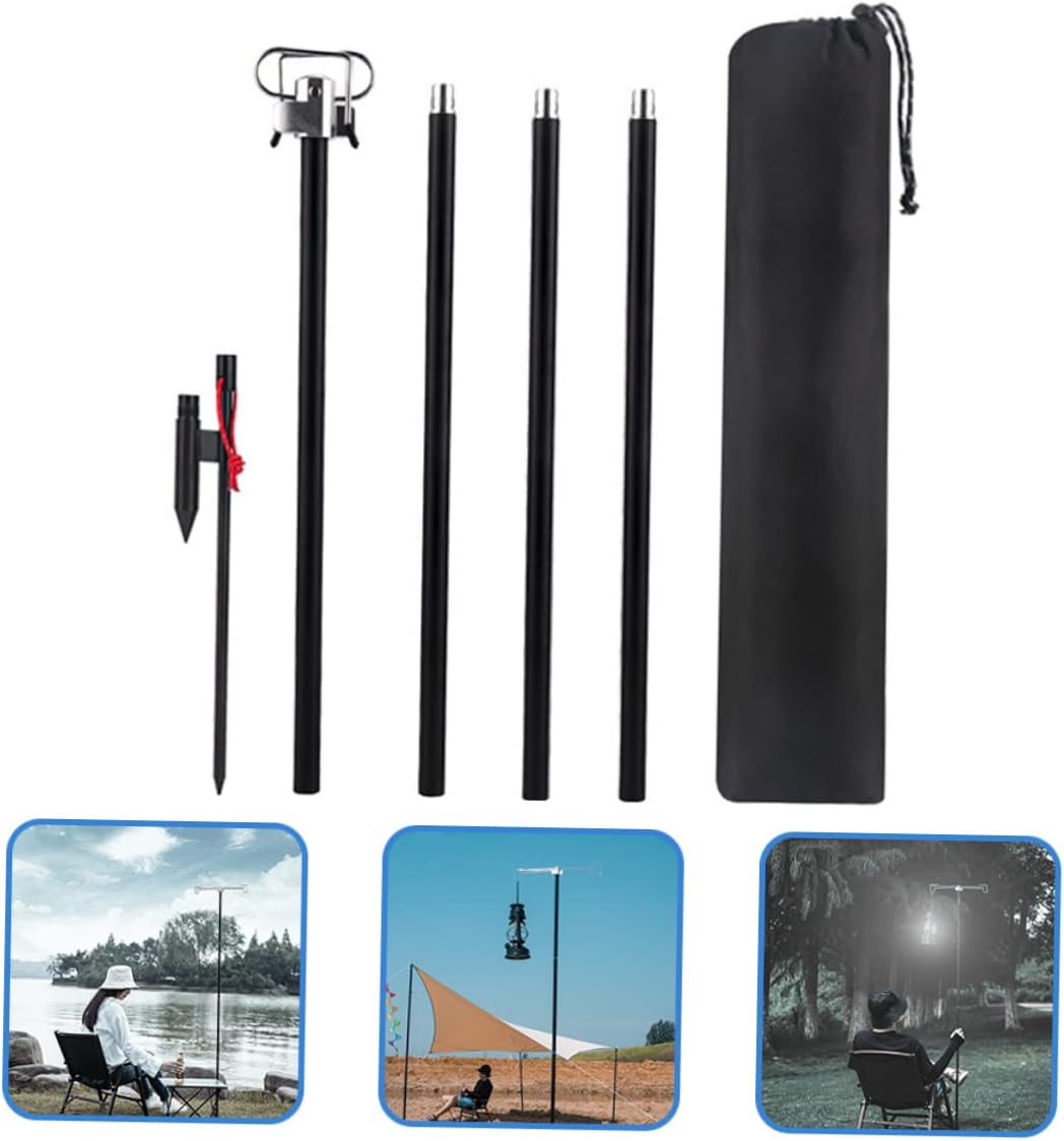 Portable Lamp Rack Camping Light Stand Double Hooks Aluminum Alloy for Led Lanterns