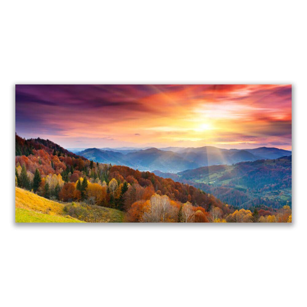 Tableau mural moderne de forêt jaune imprimé sur verre trempé Tulup 120x60cm
