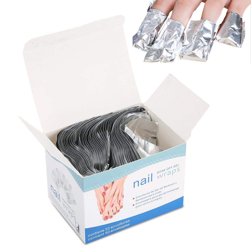 Riteu Nail Polish Remover Foil Wraps - 50Pcs Reusable Nail Pad, Nail Art Soak Off Remover Tool