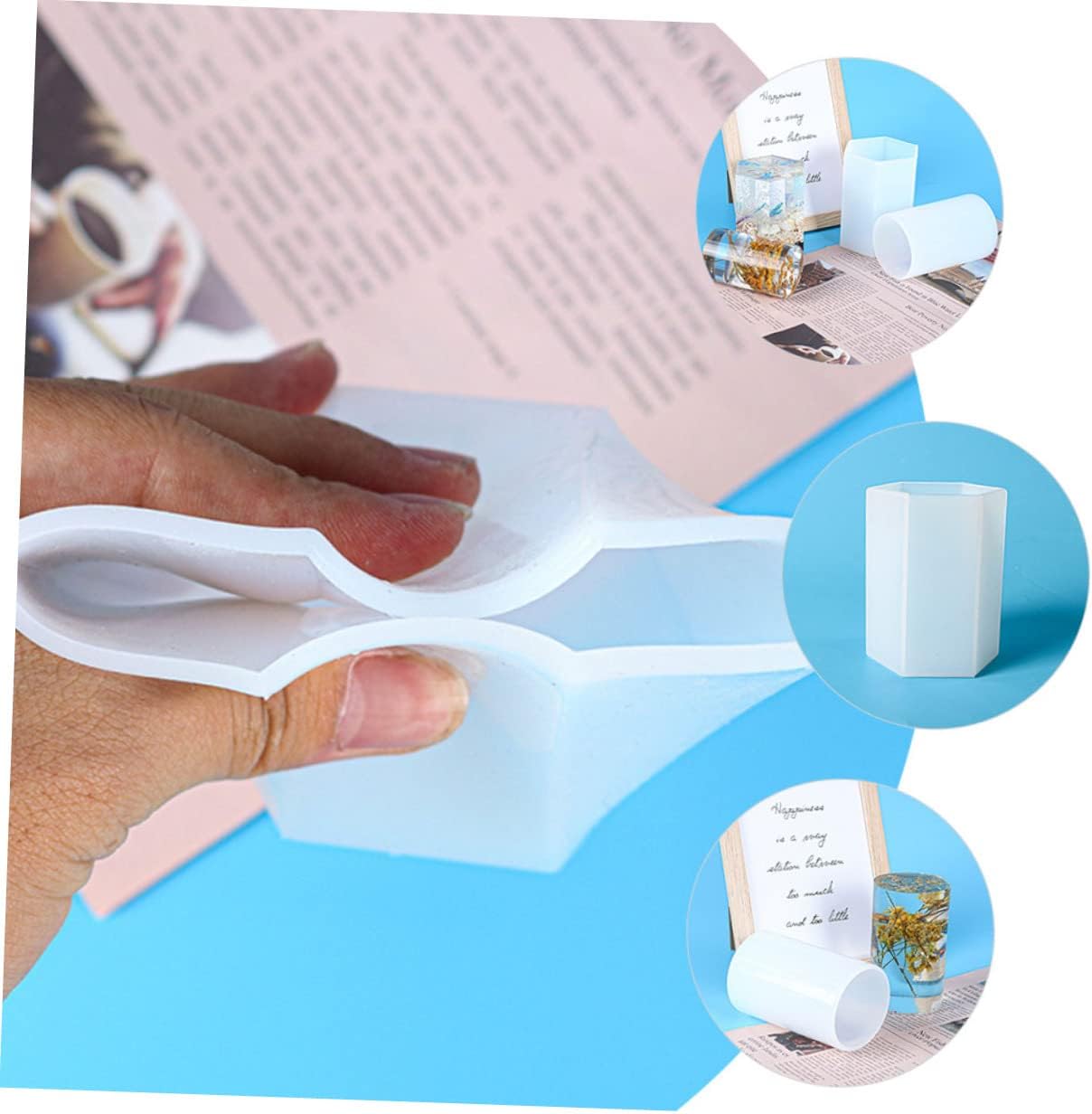 Xmas 4pcs Hexagonal Cylinder DIY Candle Molds for Handicrafts Soap