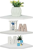 Vista 7 de Estantes Joiishom 3, rústicos de madera para esquina de pared, 10x10x0.7 pulgadas, capacidad de 42 libras