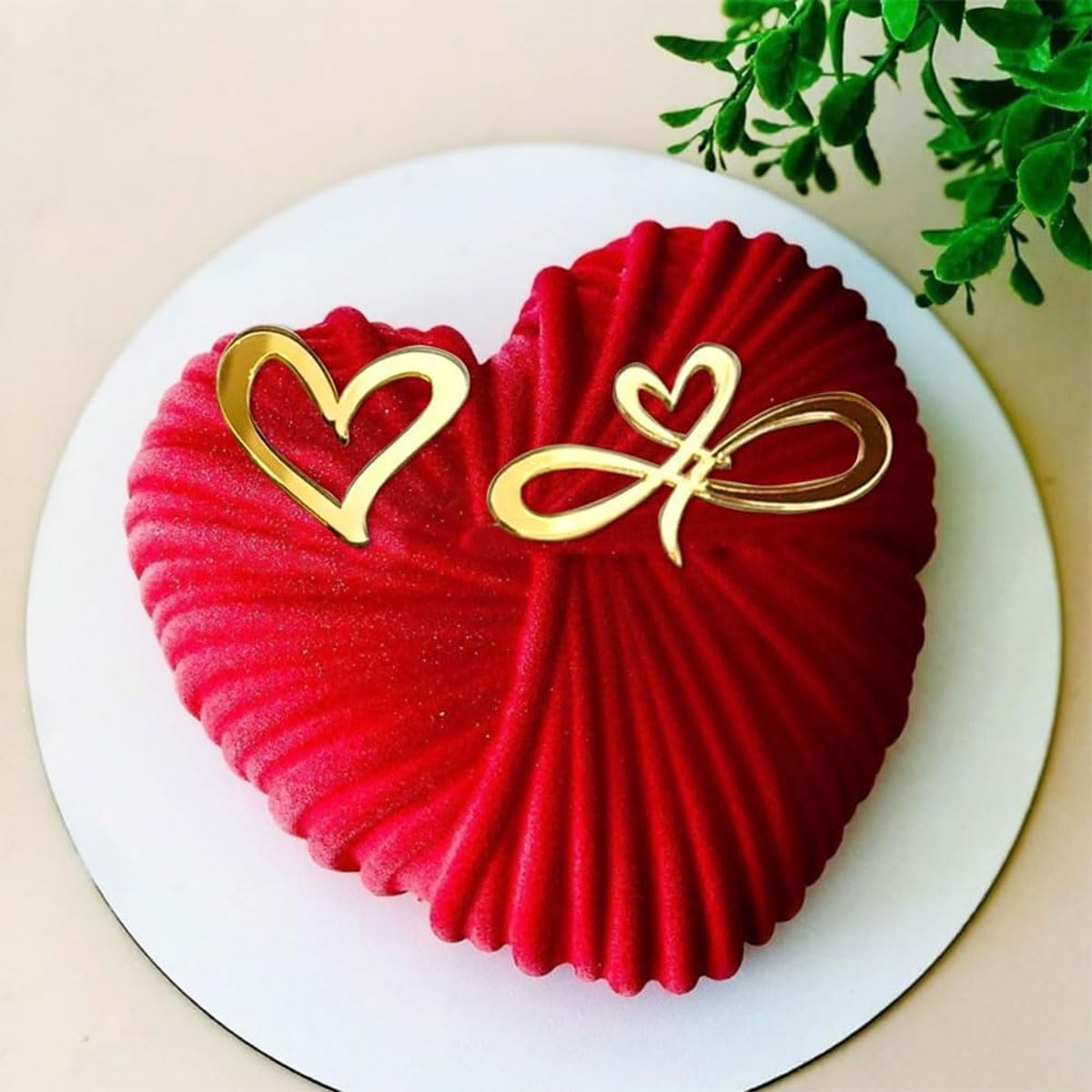 21 Dischi Decorativi A Specchio Per Torte Di Compleanno - Acrilico Oro, Argento E Oro Rosa, A Forma Di Cuore, Per Cupcake E Dolci, Riutilizzabili - 2