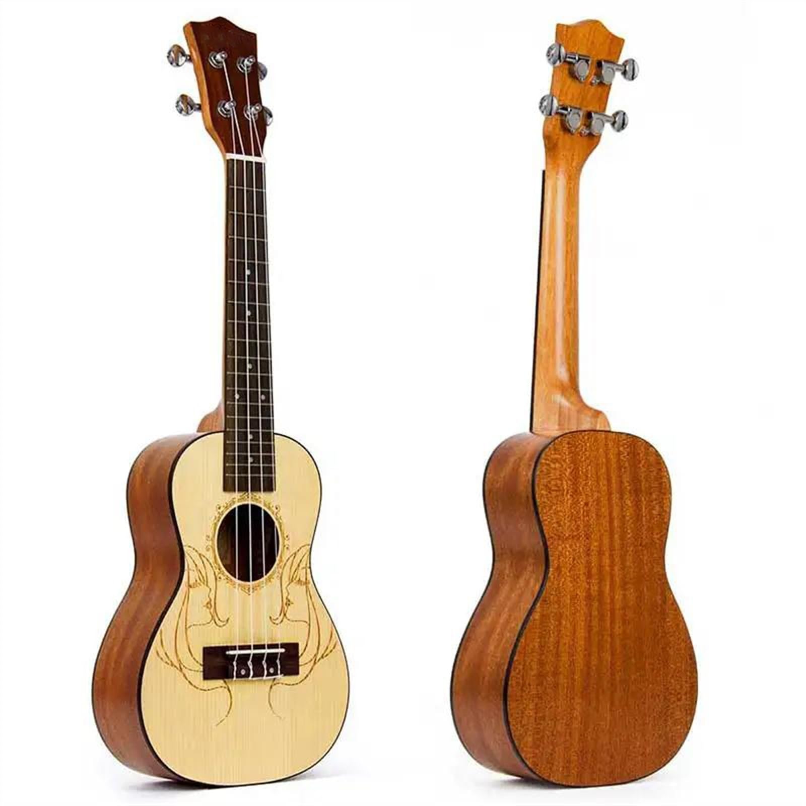 23-Zoll-Konzert-Ukulele, Massive Fichten-Ukelele-Gitarre Mit Ukelele-Gurt-Tuner-Saite Und Aufbewahrungstasche Ukulele für Anfänger (Color : 02)