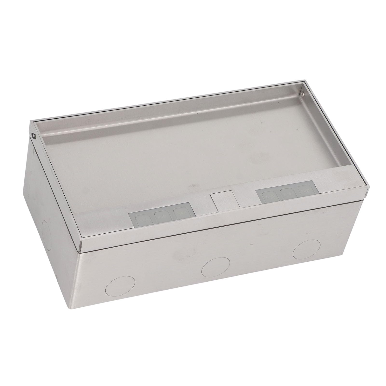 Caja de Enchufes de Piso Empotrada, 4 Enchufes de 2 Orificios Estándar de la UE, Caja de Tomacorrientes Eléctrica de Piso Empotrada de Acero Inoxidable AC250V 4000W para Hogares