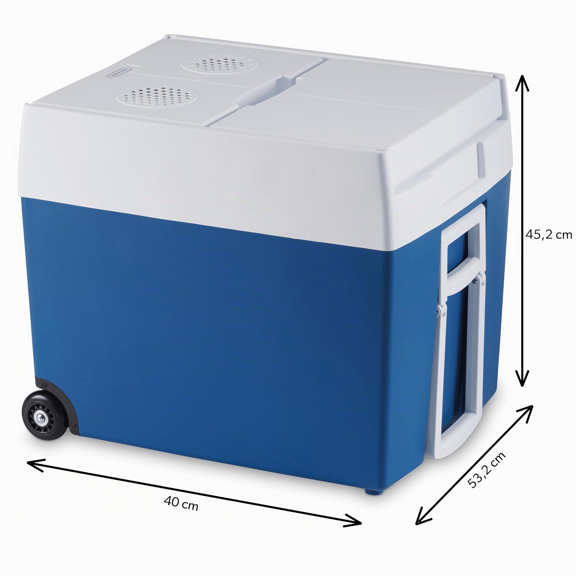 Mobicool MT48W glacière électrique 48L – 12V et 230V – Glacière portable avec roues pour camping, voiture, camion et activités outdoor – Refroidissement puissant en déplacement – Bleu