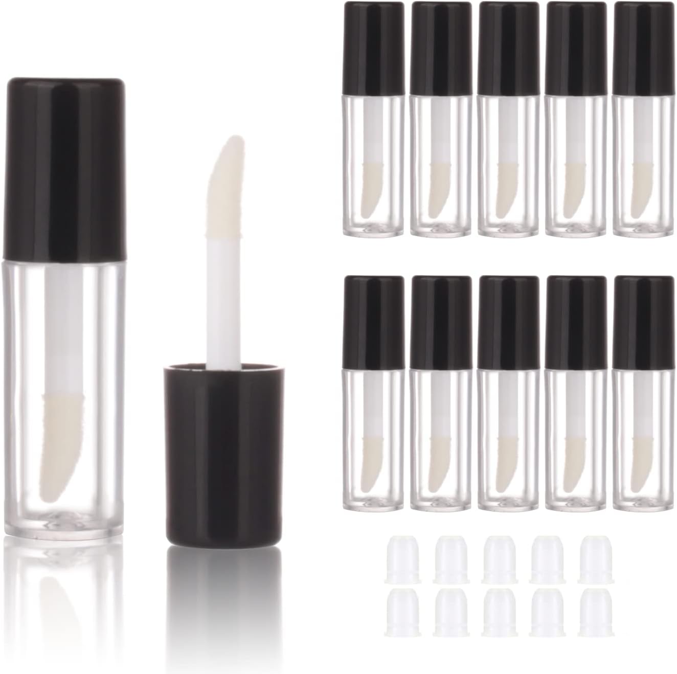 COSIDEA 10pcs Empty Black 0.8ml mini lip gloss tubes Sample size lipgloss containers for sample sack lip oil DIY