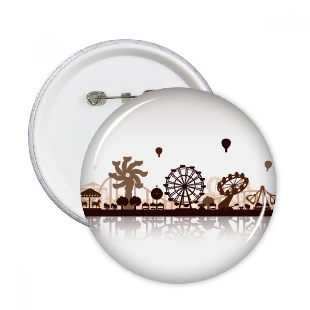 Pins badge rond silhouette parc d'attractions noir M pour customiser vos vêtements