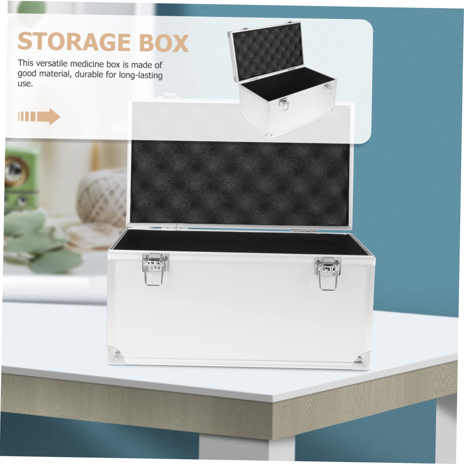 Homoyoyo Caja De Herramientas Organizador De Botiquin De Primeros Auxilios Estuche Rígido De Aluminio Maletín De Aluminio Medicación De Viaje Camión Estuche Duro Viajar Aleación De Aluminio
