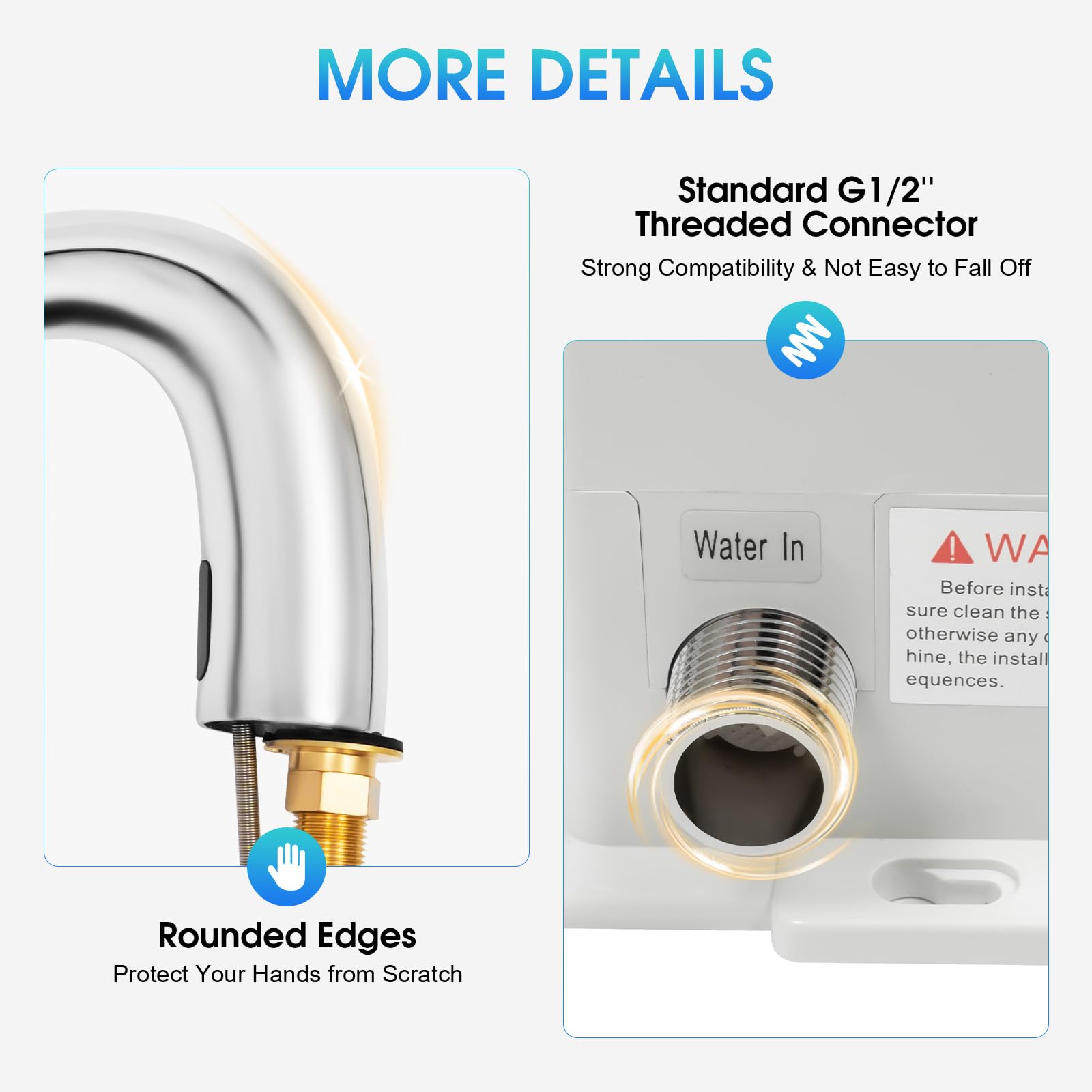 MINRS - Rubinetto con sensore a infrarossi, miscelatore automatico a induzione, miscelatore per lavabo a freddo automatico senza contatto per bagno, rubinetto per lavabo