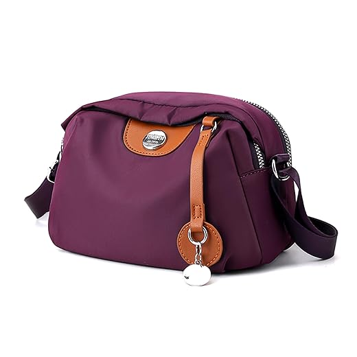 Sminra Small Crossbody Bag for Women Nylon Shoulder Bag Trendy Phone Purse Handbags with Wide Adjustable Strap Waterproof (Deep Purple)
