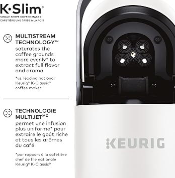 Keurig K-Slim Single Serve K-Cup Pod Coffee Maker, Simple Push Button Control and Multi-Stream Technology, White