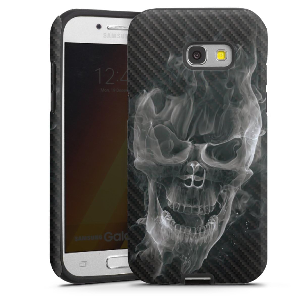 DeinDesign Coque Compatible avec Samsung Galaxy A5 (2017) Coque renforcée Coque Antichoc Tête de Mort Crâne Carbone