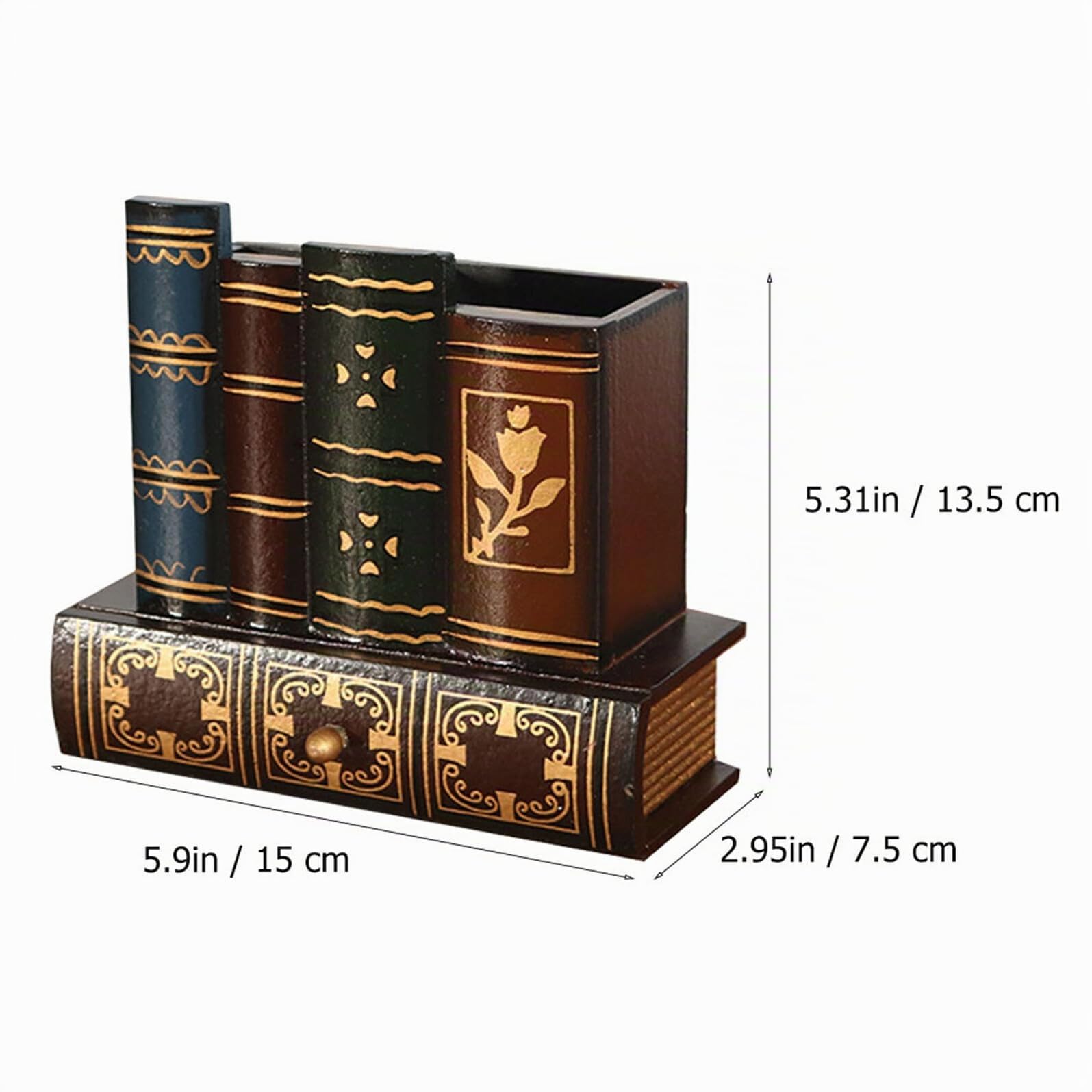 Operitacx Stiftehalter Holz Retro Mit Schublade 5.91X5.31X2.95 Zoll Kompakter Schreibtisch Organizer Für Büro Zuhause Und Studium