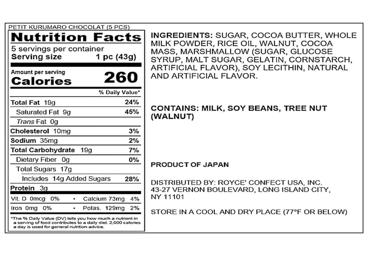 ROYCE' Petit Kurumaro Chocolat - Chocolate Discs with Walnuts and Marshmallows| Gourmet Snack for Gifting & Indulging | Japanese Chocolate from Hokkaido (5 Pieces of Chocolate)