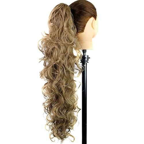 Miniatura 9 de S-ssoy extensión de cabello sintético rizado para cola de caballo de 31pulgadas de largo con pinza de garra, pieza de pelo para coleta ondulado