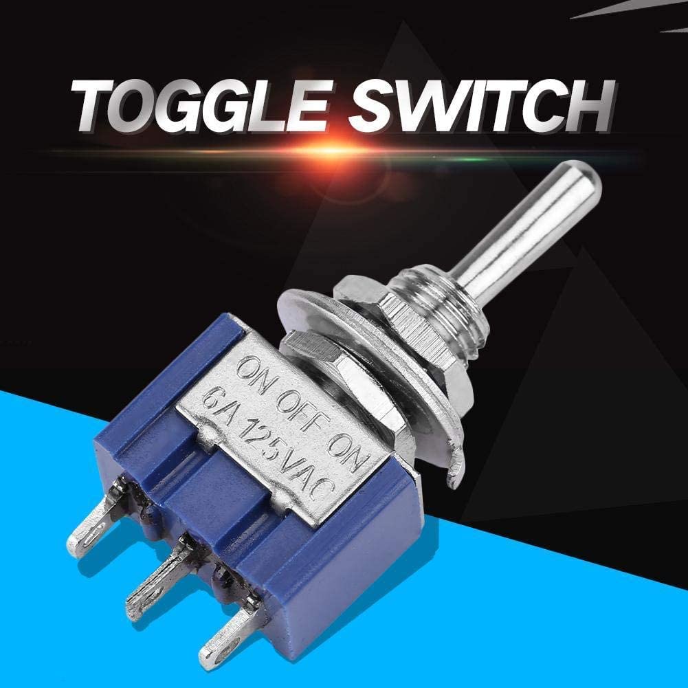 Image secondaire de 10 pièces 6A AC 125V Interrupteur à Bascule ON-OFF-ON 3 Positions 3 Broches 6mm Mini Interrupteur à Levier Marche/Arrêt/Marche p