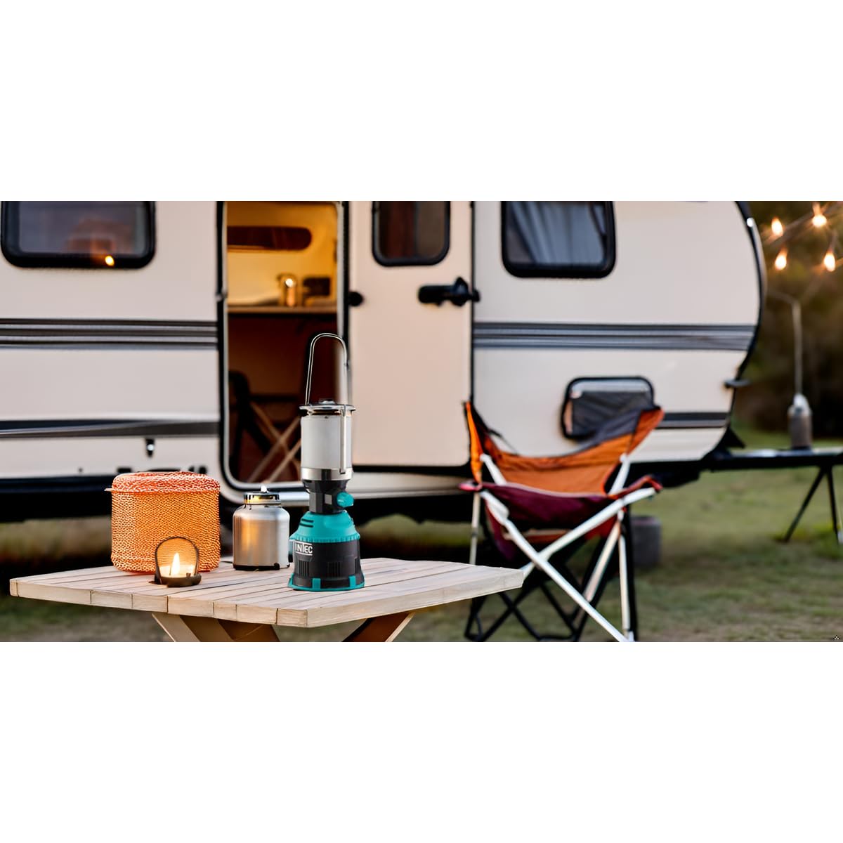 INTEC - Lampe à gaz 450W piezo coque ABS pour cartouche gaz 190g Lanterne camping