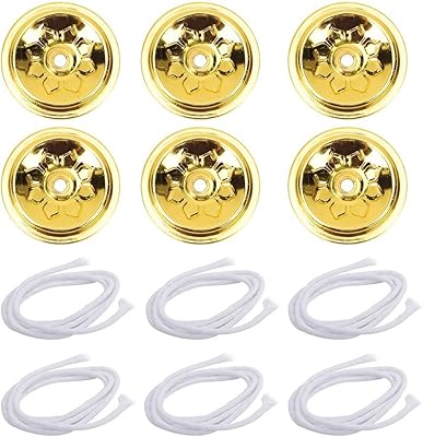 HUSSAIN Candle Wick Floating Wicks Butter Lamp Stand Kerosene Fuel Metal Oil Floating Wicks Replacement Wick Fire Rod and Holder Kit (6 Set)