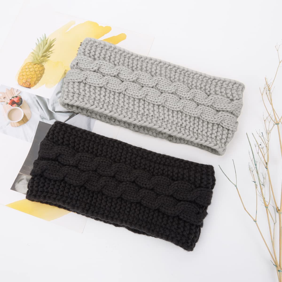 Fascia per capelli da donna invernale – Ragazze – Fascia per capelli a maglia spessa elastica per le