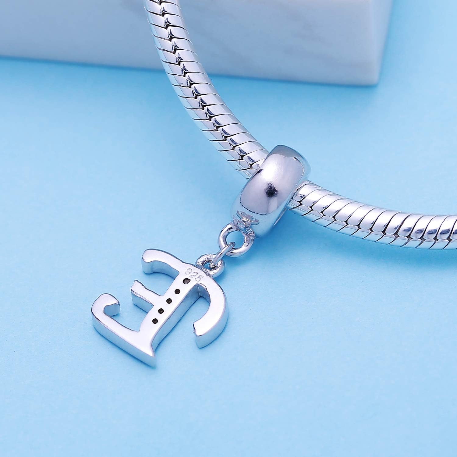 SOUKISS 925 Sterling Silver Letter Beads Initial A-z Dangle Alphabet Crystal Charm Fits European Bracelet Gift for Mother Valentines day - Image 3