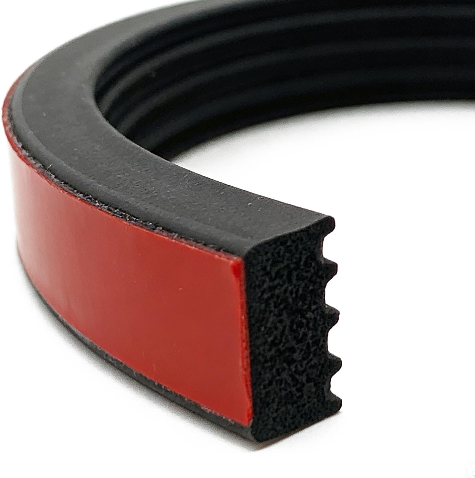 Ribbed Foam Rubber Weather Stripping with Tape 32.8Feet, Self-Adhesive EPDM Rubber Seal Strip for RV, Boat, Auto, Truck, Marine, Garage Doors/Window and Home Application, Black
