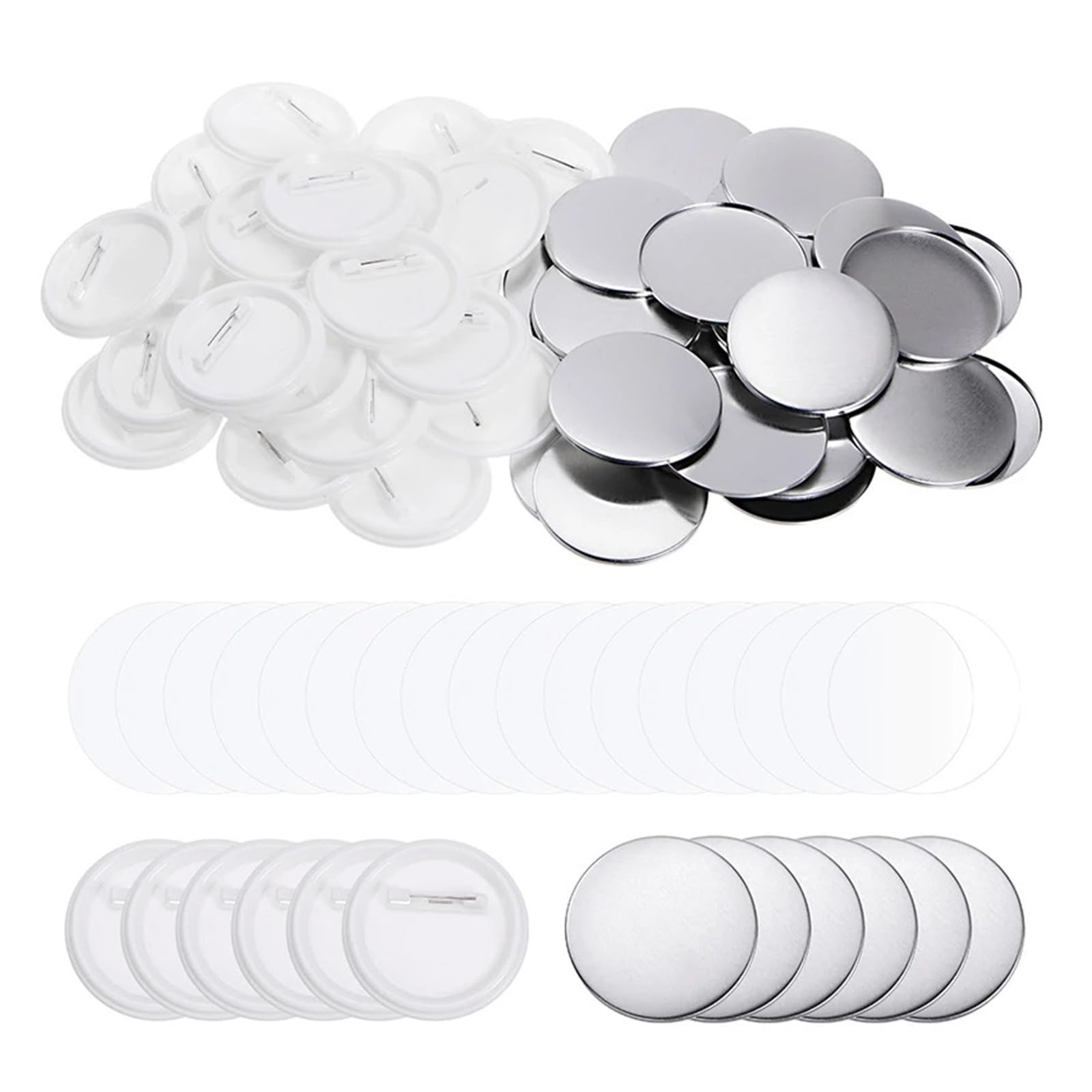 Lot de 100/200 pièces de badges vierges, fournitures for la fabrication de boutons, 25 mm, 32 mm, 37 mm, 44 mm, 50 mm, 58 mm, 75 mm Compatible(100Set 58mm)
